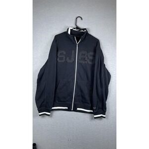 Sean John Jacket Mens 2XL Black Full‎ Zip Track SJ65 Logo Sweatshirt Casual